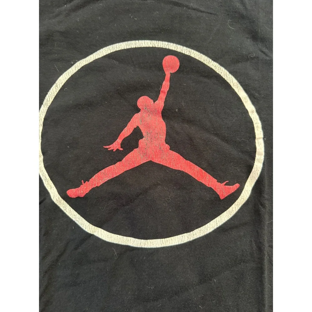 Jordan Mens Jumpman Circle Graphic T-Shirt Black Red Large Short Sleeve Tee